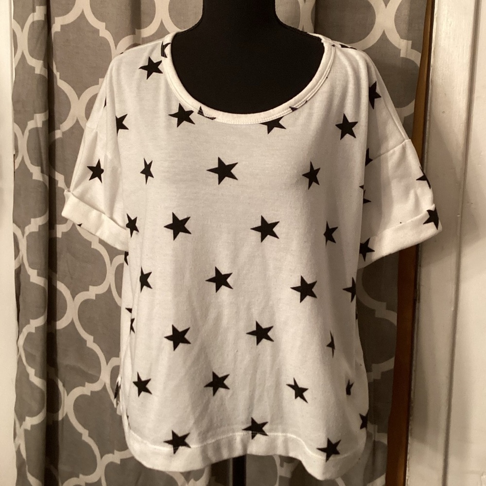 Cha Cha Vente L  White shirt with Navy Stars